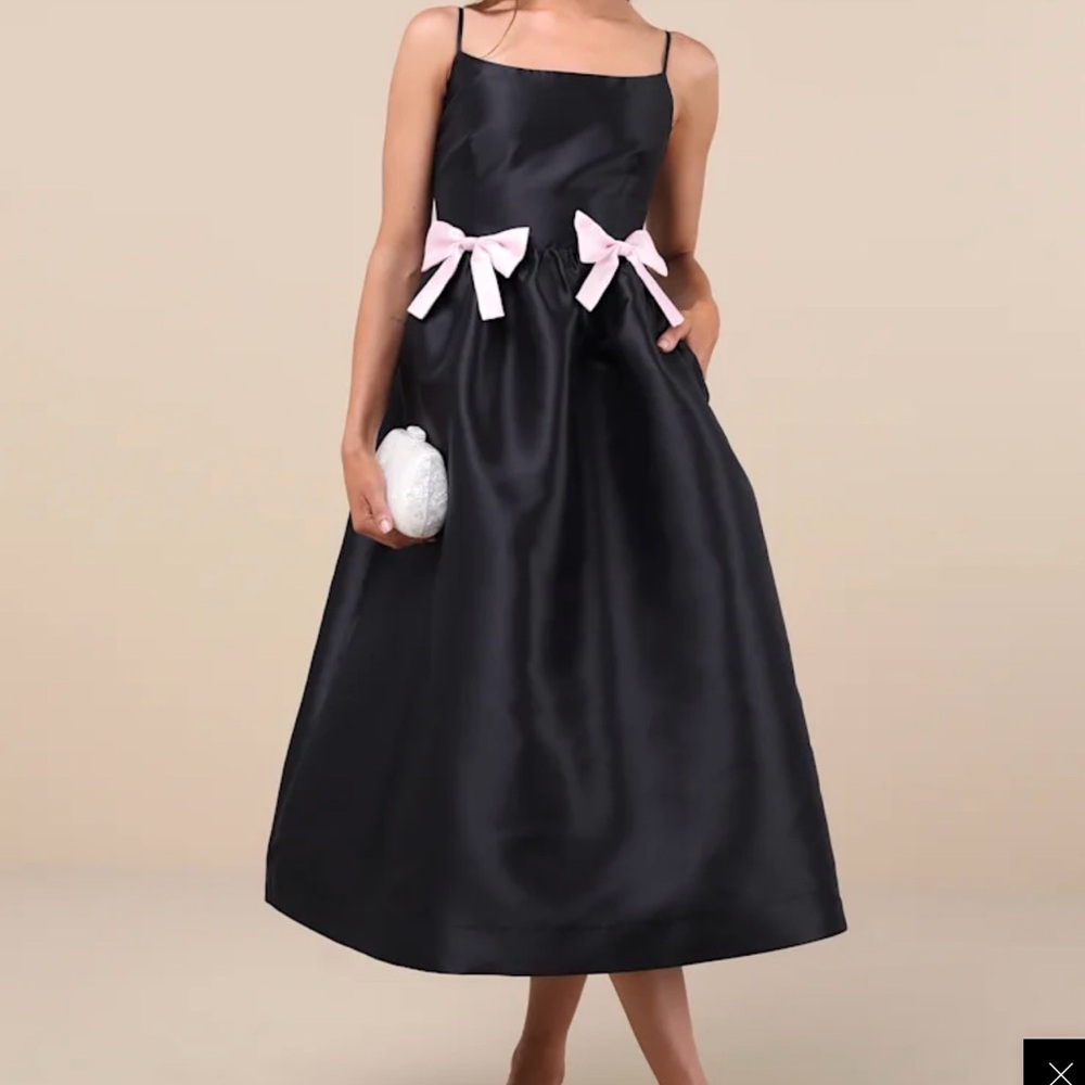 Lulu's Black and Pink Midi Dress